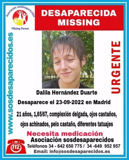 Buscan a una joven de 21 años desaparecida el domingo en Madrid