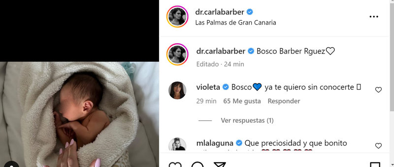 Carla Barber ha presentado a su hijo Bosco