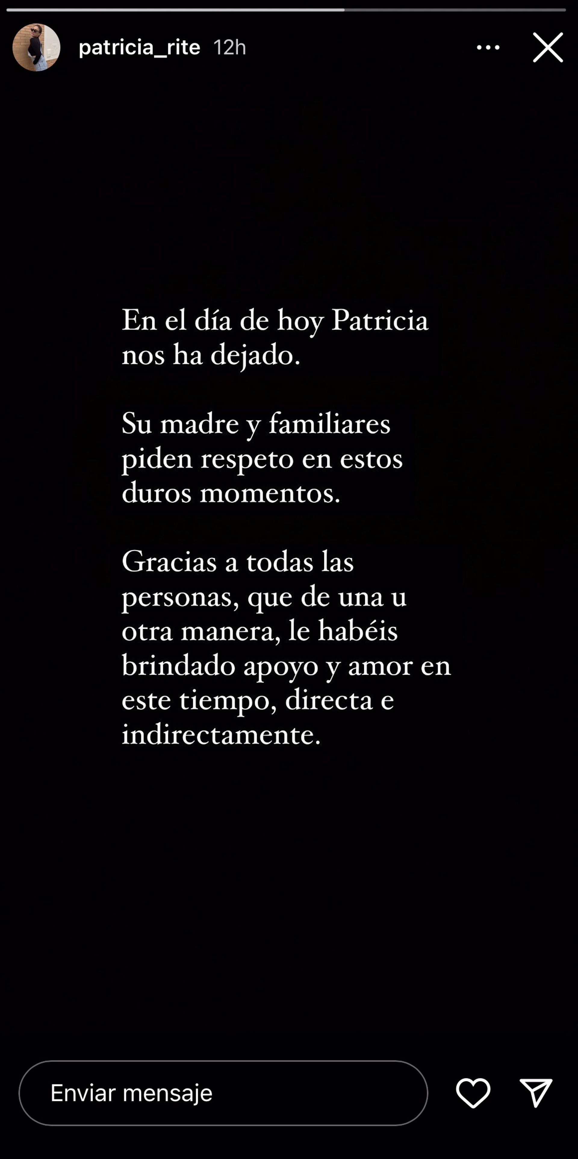 Patricia Rite ha fallecido a los 30 años