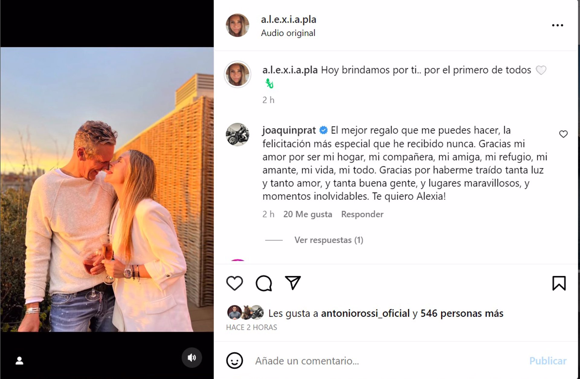 La pareja está enamoradísima