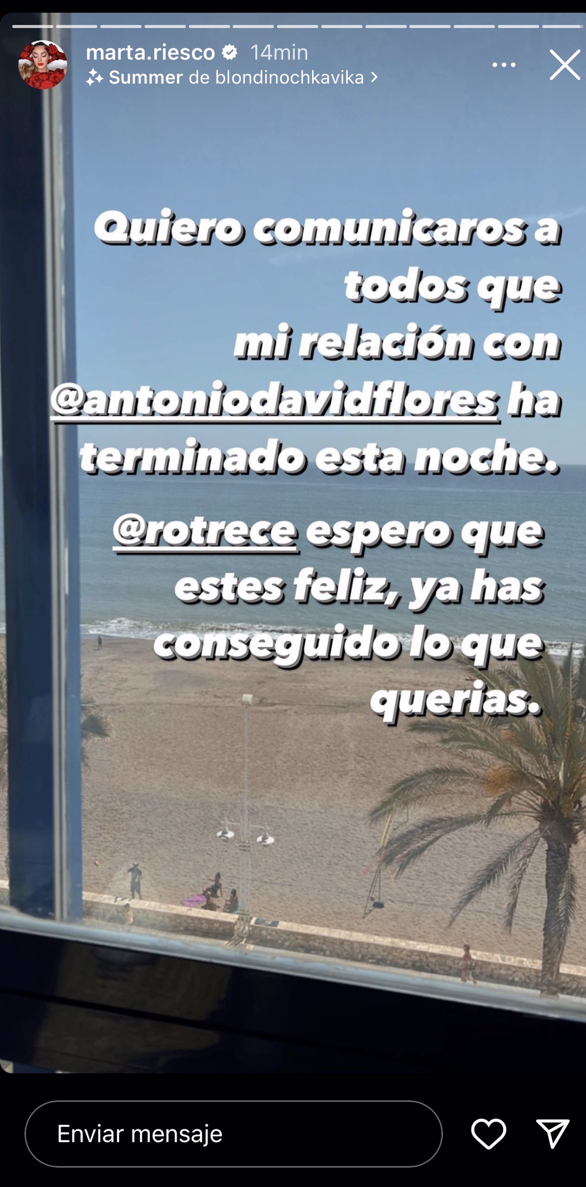 Marta Riesco ha anunciado su ruptura con Antonio David