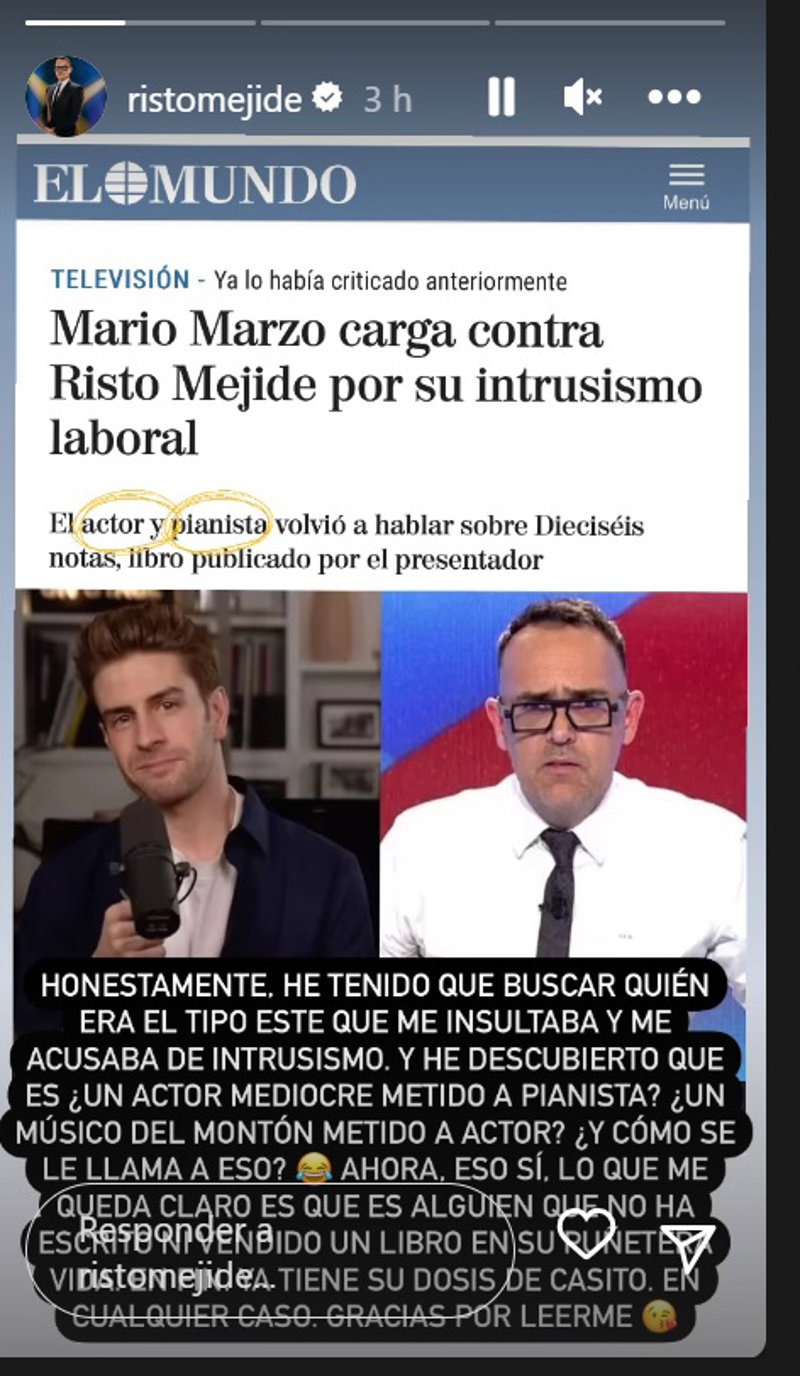 Risto ha estallado contra Mario Marzo en Instagram