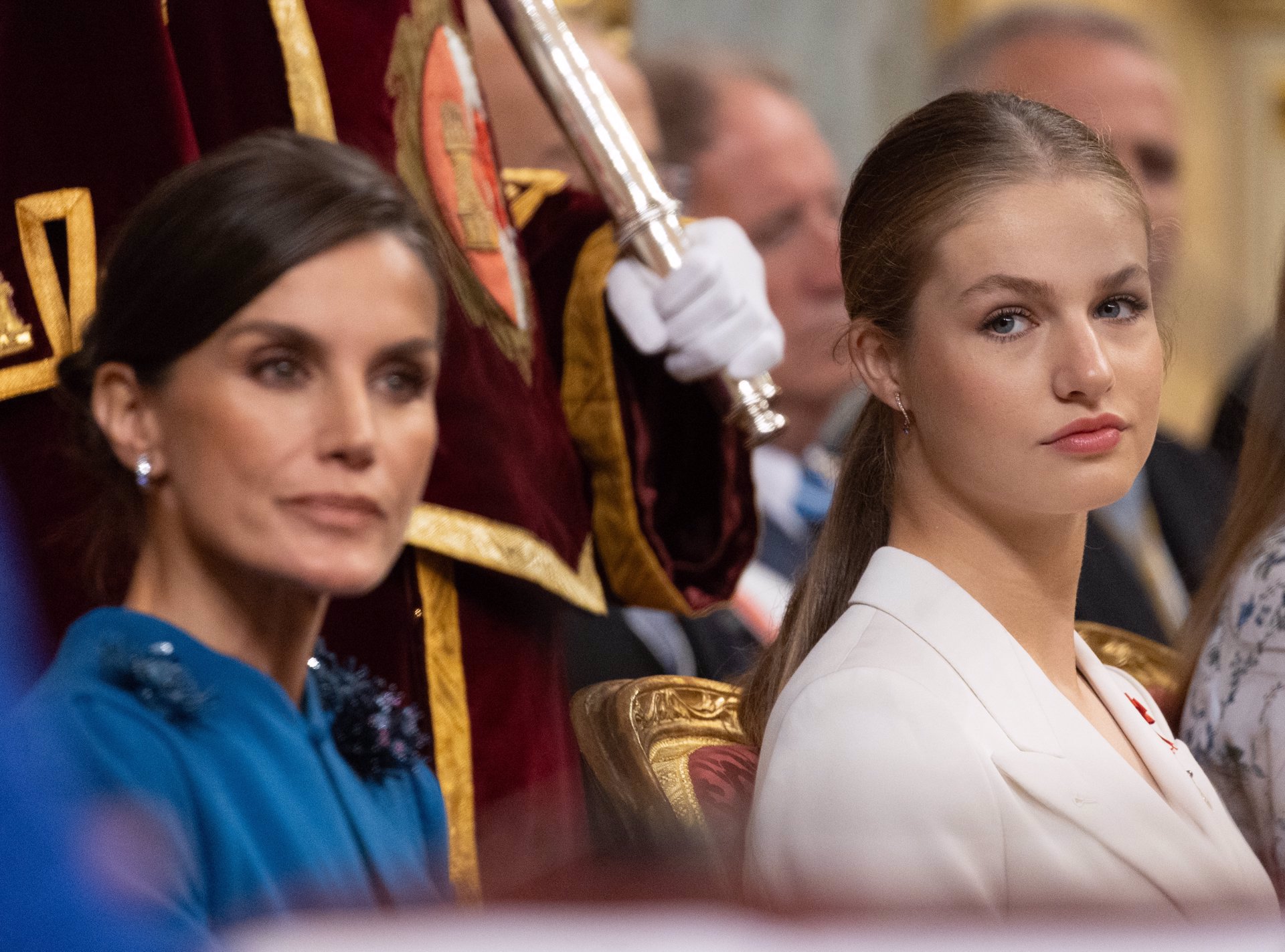 La Reina y Leonor durante la jura de la Constitución