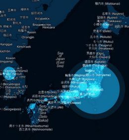 Incremento de 'tweets' por segundo en Japón.