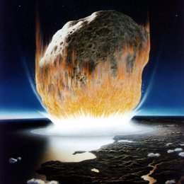 asteroide impactando sobre la tierra