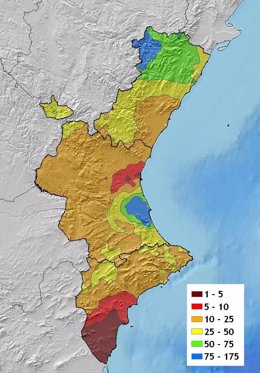 Mapa De Precipitaciones De Este Verano En La Comunitat Valenciana