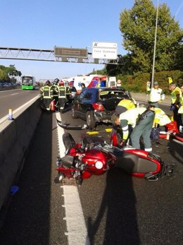 Accidente de moto en la A6