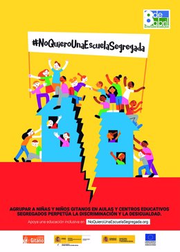 Cartel de la campaña 'No quiero una escuela segregada' de Secretariado Gitano