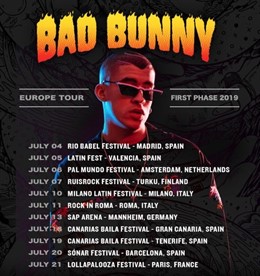 Bad Bunny regresa a Europa tras triunfar en América