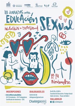 Cartel de las III Jornadas de Educación Sexual que la asociación Dialogasex impartirá en la UVA.