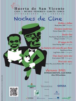 Cartel del programa de cine en la Huerta de San Vicente para este verano.