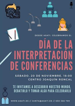 Cartel de ASATI de la celebración del Día de la Interpretación de Conferencias.