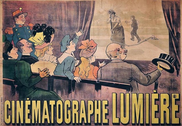 El primer cartel de cine de la historia, el de la película El regador regado de los hermanos Lumière (1895)