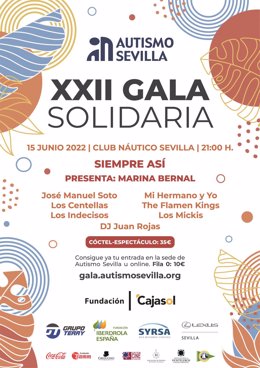Cartel de la edición de la 'Gala Solidaria de Primavera' de Autismo Sevilla en 2022.
