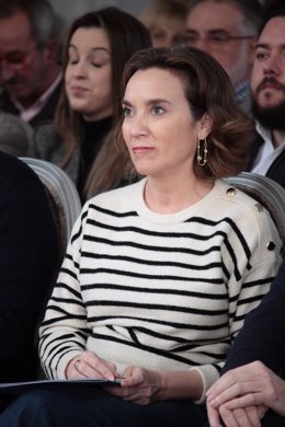 La secretaria general del Partido Popular, Cuca Gamarra, durante la reunión de la Junta Directiva Regional del Partido Popular de La Rioja