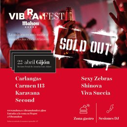 Cartel de agotadas las entradas para el 'Vibra Mahou Fest' de Gijón el 22 de abril