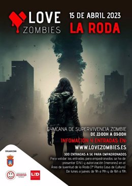Cartel zombies en La Roda.