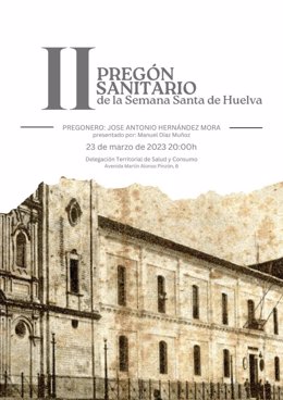 Cartel del II Pregón Sanitario de la Semana Santa de Huelva.