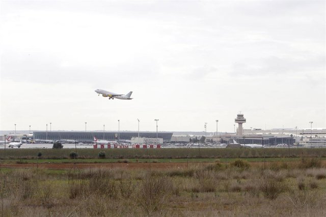 Archivo - Un avión despega en el aeropuerto de Palma. Archivo.