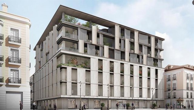 Archivo - Proyecto del edificio que ocupaba el Corte Inglés en la calle Constitución de Valladolid.