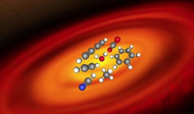 Concepto artístico de un disco de formación de planetas alrededor de una estrella joven.