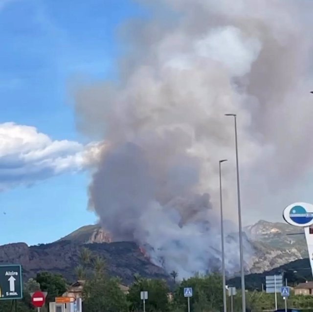 Declarado un incendio en la zona de la Casella de Alzira (Valencia)