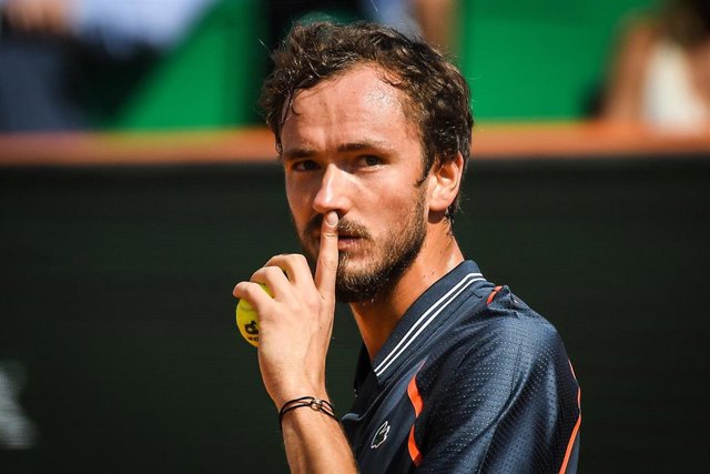 Daniil MEDVEDEV of Russia during the Rolex Monte-Carlo, ATP Masters 1000 tennis event on April 12, 2023 at Monte-Carlo Country Club in Roquebrune Cap Martin, France - Photo Matthieu Mirville / DPPI