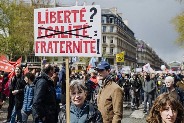 Manifestación contra la reforma de las pensiones en Francia en una imagen de archivo