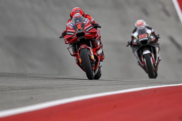 01 BAGNAIA Francesco (ita), Ducati Lenovo Team, Ducati Desmosedici GP23, action during the 2023 MotoGP Red Bull Grand Prix of the Americas, on the Circuit of the Americas from April 14 to 16, in Austin, USA - Photo Studio Milagro / DPPI