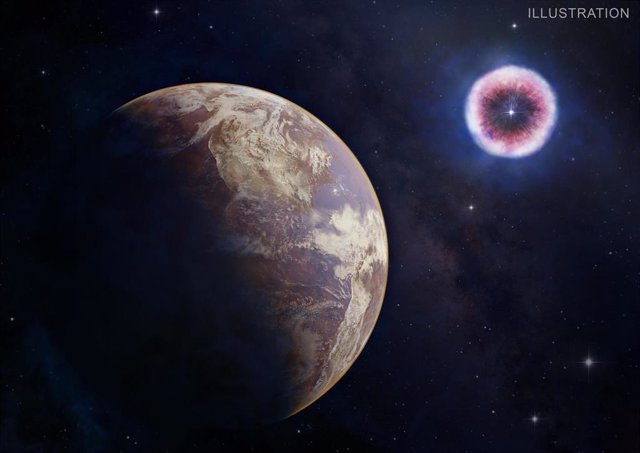 La Ilustración  Muestra Un Remanente De Supernova Joven Que Está Teniendo Un Efecto En Un Planeta Cercano Similar A La Tierra.