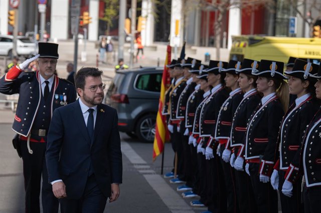 El president de la Generalitat, Pere Aragonès, en la celebració del Dia Nacional de les Esquadres 2023