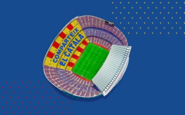 Mosaic amb el lema 'Comparteix el català'