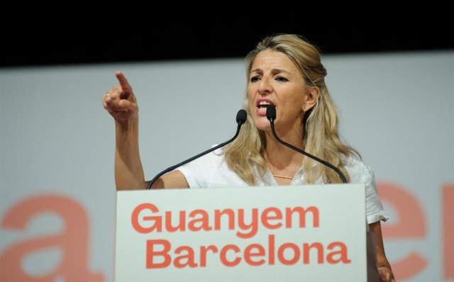 La vicepresidenta del Gobierno y ministra de Trabajo, Yolanda Díaz, en el acto 'Ganemos Barcelona'