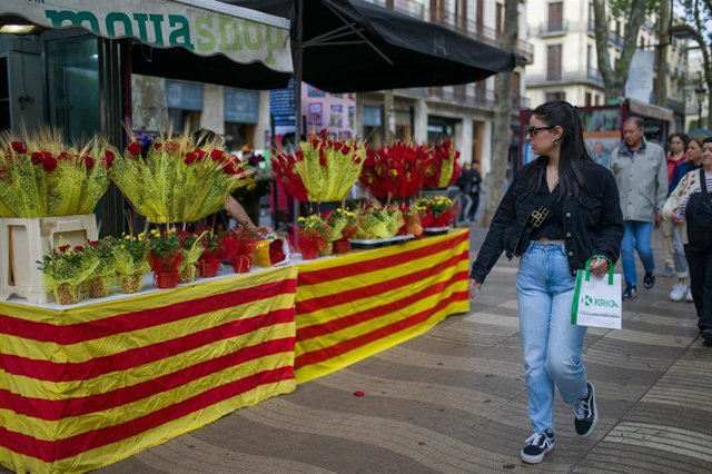Rosas en La Rambla este Sant Jordi
