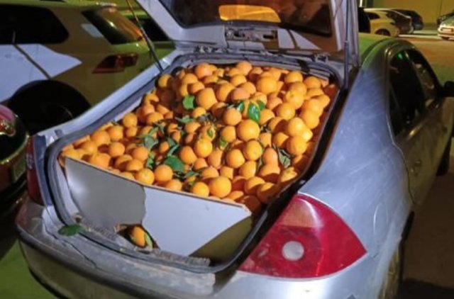 Archivo - Vehículo con más de mil kilos de naranjas interceptado por los agentes tras evitar un control de alcoholemia.