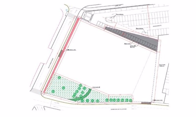 Plano del proyecto de urbanización del área de Unidad de Actuación 104A, Gijón