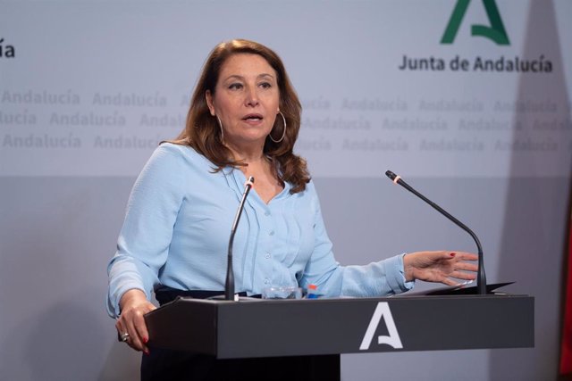 La consejera de Agricultura, Carmen Crespo, este martes en la rueda de prensa del Consejo de Gobierno. 