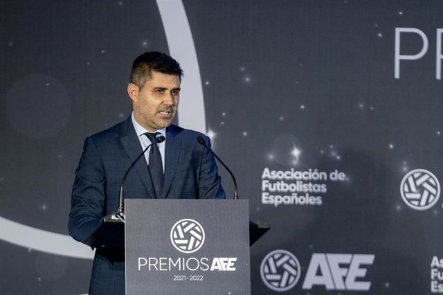 Archivo - El presidente de la Asociación de Futbolistas Españoles, David Aganzo, en la I edición de los Premios AFE, en el Real Casino de Madrid (España).