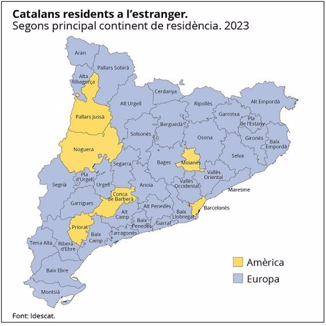 Mapa dels catalans residents a l'estranger