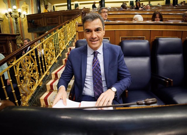 El presidente del Gobierno, Pedro Sánchez, durante una sesión de control al Gobierno, en el Congreso de los Diputados, a 26 de abril de 2023, en Madrid (España).