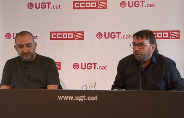 Archivo - Els secretaris generals de CCOO i la UGT de Catalunya, Javier Pacheco i Camil Ros