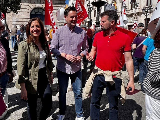 El secretario del PSCyL, Luis Tudanca, este lunes antes de participar en los actos del 1 de mayo en Burgos