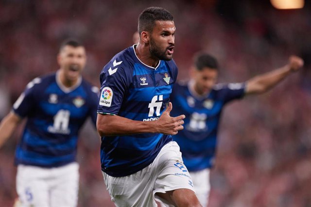 Willian Jose of Real Betis Balompie reacts after scoring goal during the La Liga Santander match between Athletic Club and Real Betis Balompie at San Mames on May 4, 2023, in Bilbao, Spain.
