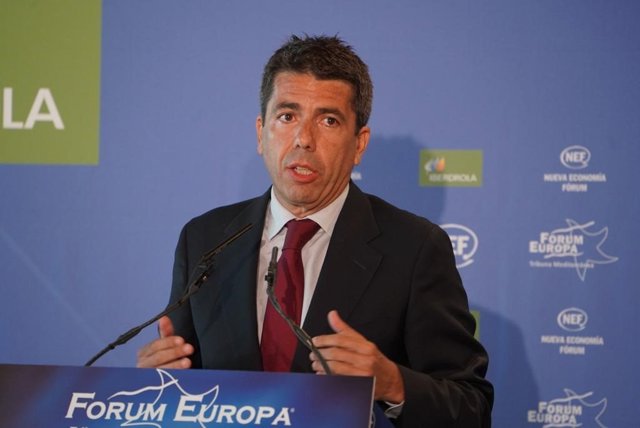 Carlos Mazón en un desayuno de Nueva Economía Fórum Europa