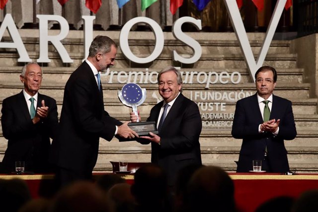 El Rey de España Felipe VI entrega el 'Premio Europeo Carlos V' al secretario general de las Naciones Unidas, Antonio Guterres 