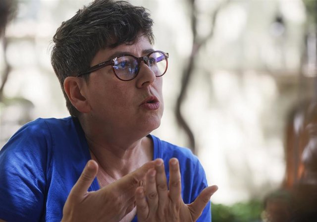 La candidata de Unides Podem a la Alcaldía de València, Pilar Lima, durante la entrevista con Europa Press.