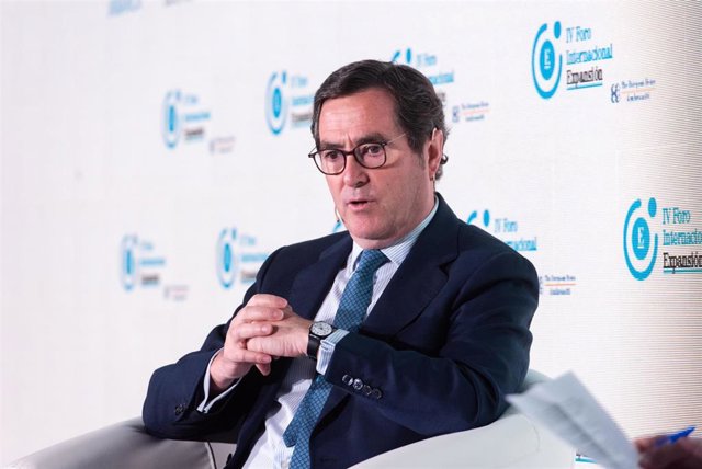 El presidente de la CEOE, Antonio Garamendi, durante la celebración de la segunda jornada del IV Foro Internacional Expansión