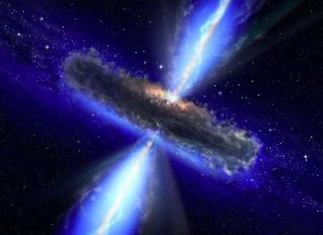 Impresión de un artista de una región polvorienta alrededor de un agujero negro.