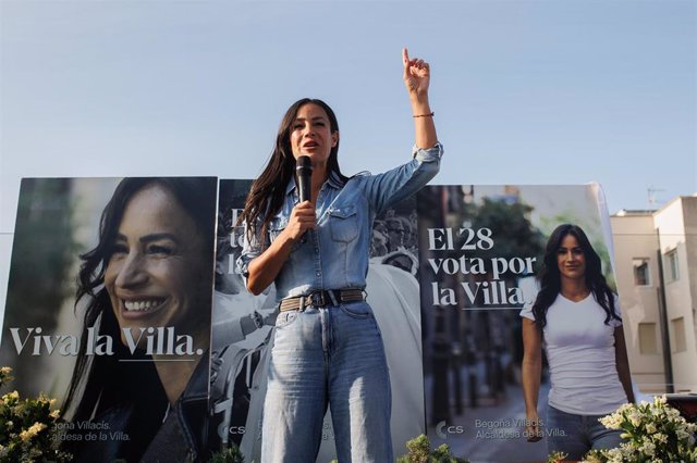 La candidata de Ciudadanos a la Alcaldía de la Villa de Madrid, Begoña Villacís, durante el acto de inicio de campaña de las elecciones municipales del 28M, en el distrito de Salamanca, a 11 de mayo de 2023, en Madrid (España). 