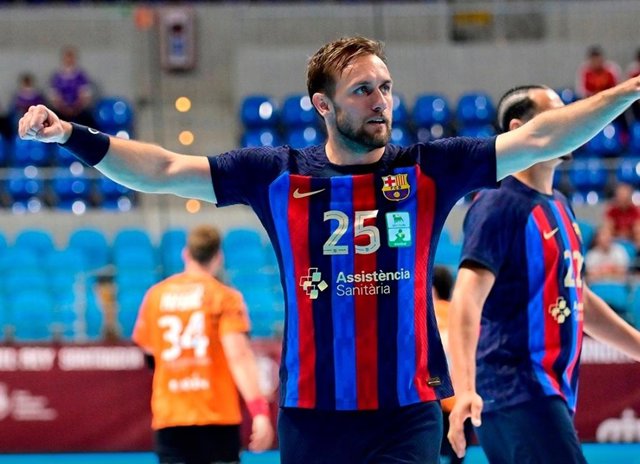 Luka Cindric celebra un triunfo con el Barça.